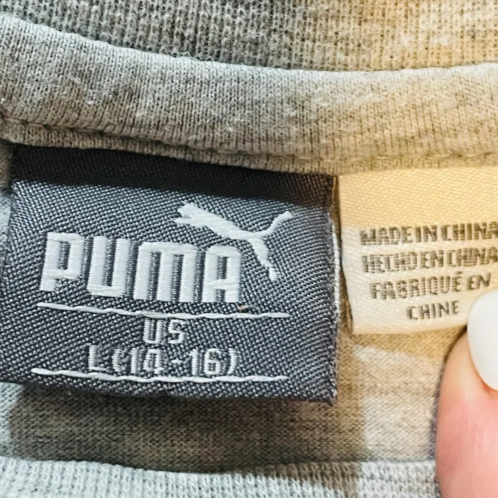 Puma Boys T-Shirt L (14-16) Survival Of The Fastest Graphic Tee Beige Short Slee - Picture 3 of 9
